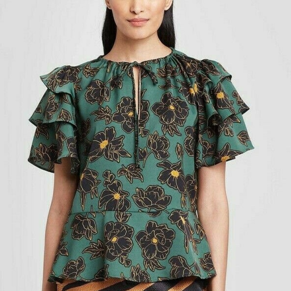 Who What Wear/Target Floral Peplum Ruffle Blouse